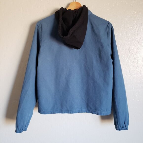 Vans Tripp Hooded Snap Front Canvas Chore Jacket Cement Blue Size Women's Small - Picture 8 of 11